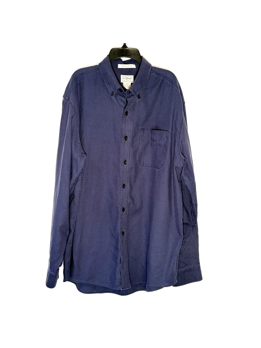 L.L.Bean Traditional Fit Shirt Mens L Blue Cotton Button Down